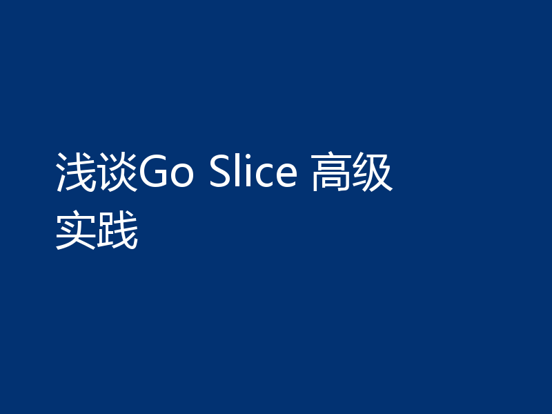 浅谈Go Slice 高级实践
