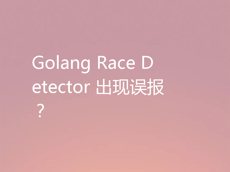 Golang Race Detector 出现误报？