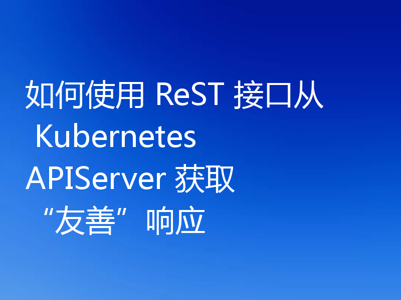 如何使用 ReST 接口从 Kubernetes APIServer 获取“友善”响应