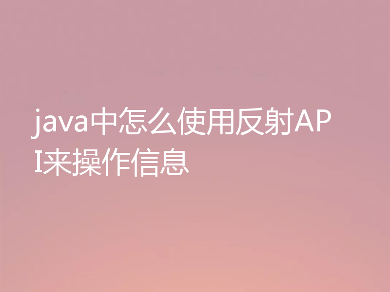 java中怎么使用反射API来操作信息