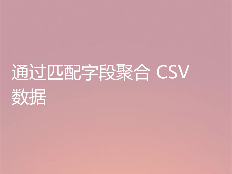 通过匹配字段聚合 CSV 数据