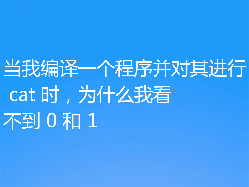 当我编译一个程序并对其进行 cat 时，为什么我看不到 0 和 1