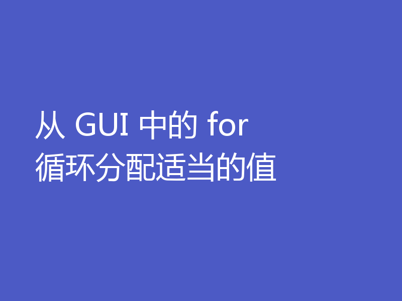 从 GUI 中的 for 循环分配适当的值