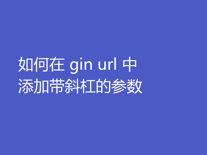 如何在 gin url 中添加带斜杠的参数