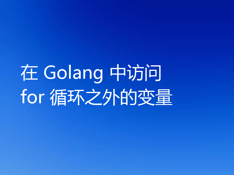在 Golang 中访问 for 循环之外的变量