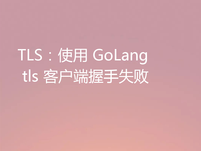 TLS：使用 GoLang tls 客户端握手失败