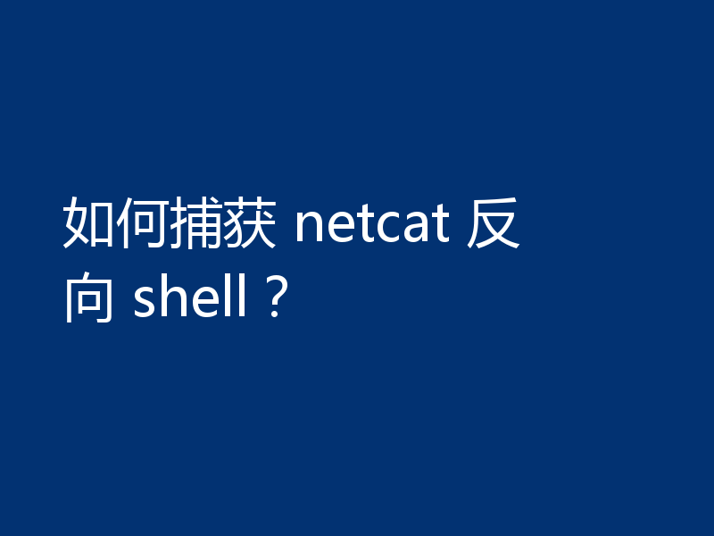 如何捕获 netcat 反向 shell？
