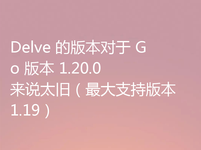 Delve 的版本对于 Go 版本 1.20.0 来说太旧（最大支持版本 1.19）