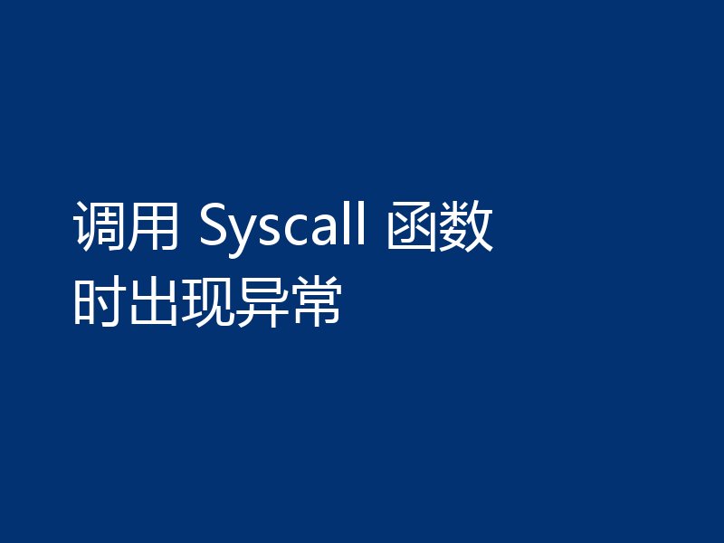 调用 Syscall 函数时出现异常
