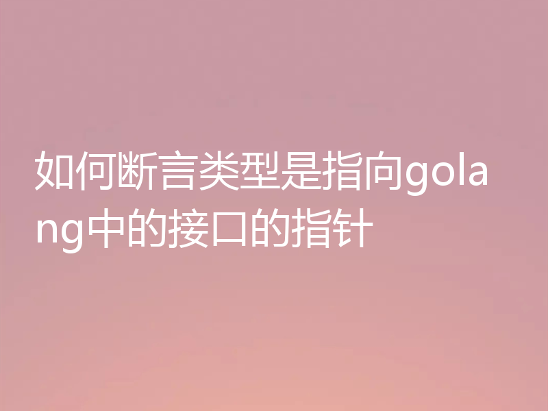 如何断言类型是指向golang中的接口的指针