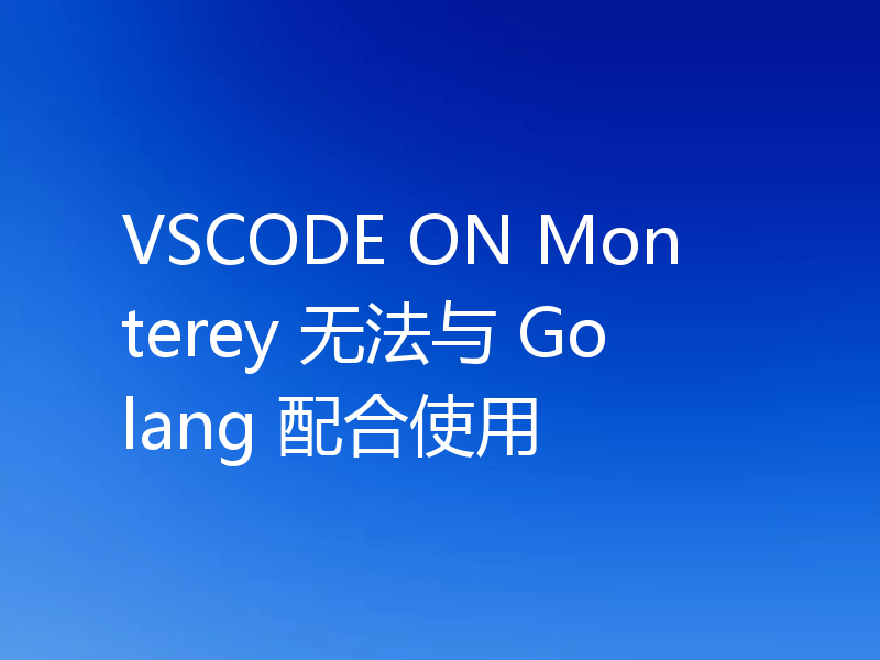 VSCODE ON Monterey 无法与 Golang 配合使用