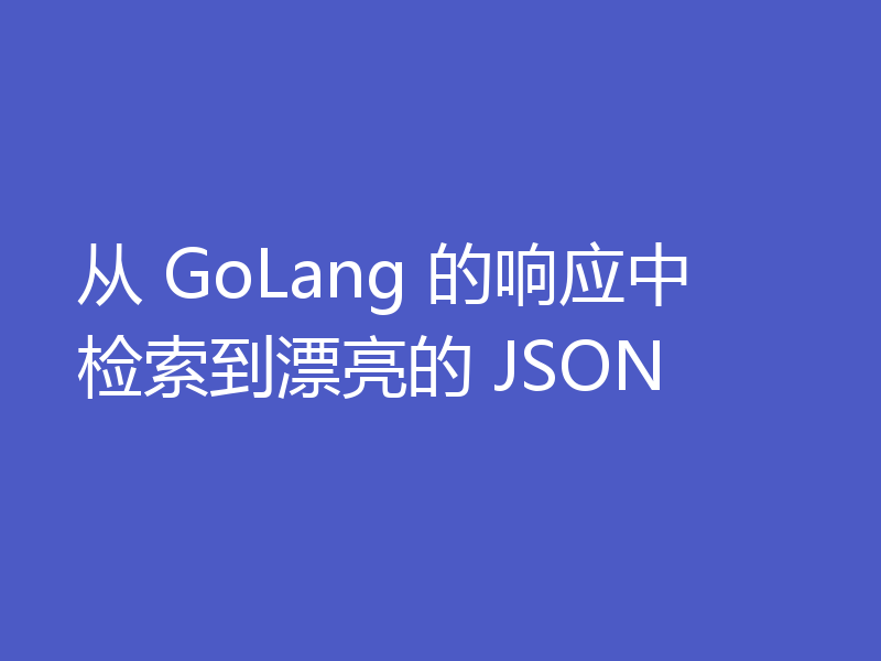 从 GoLang 的响应中检索到漂亮的 JSON