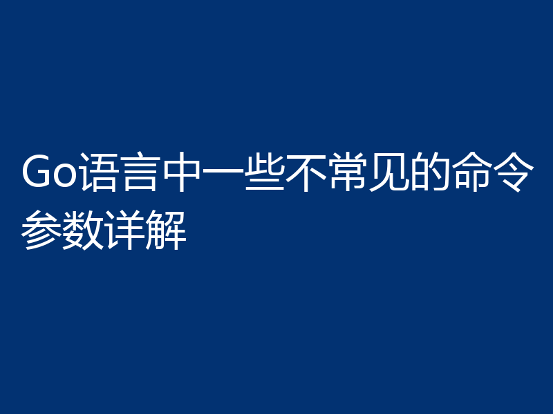 Go语言中一些不常见的命令参数详解
