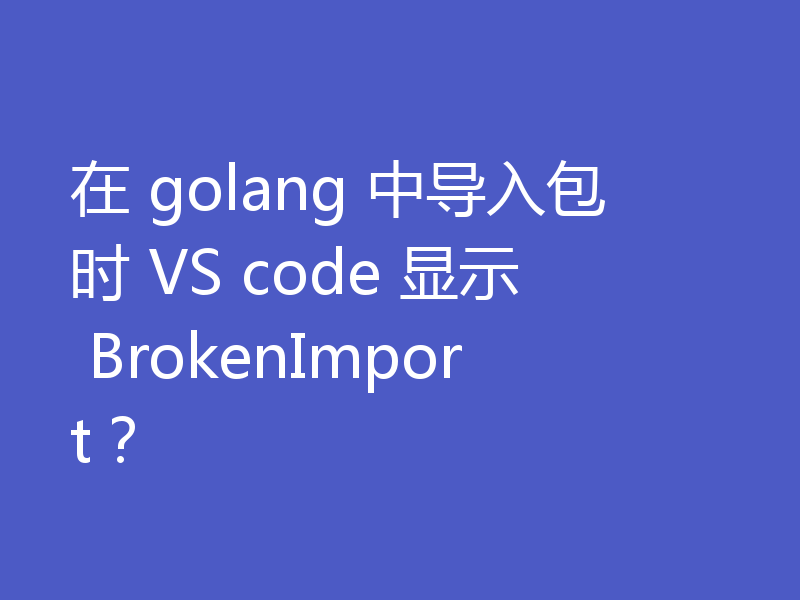 在 golang 中导入包时 VS code 显示 BrokenImport？