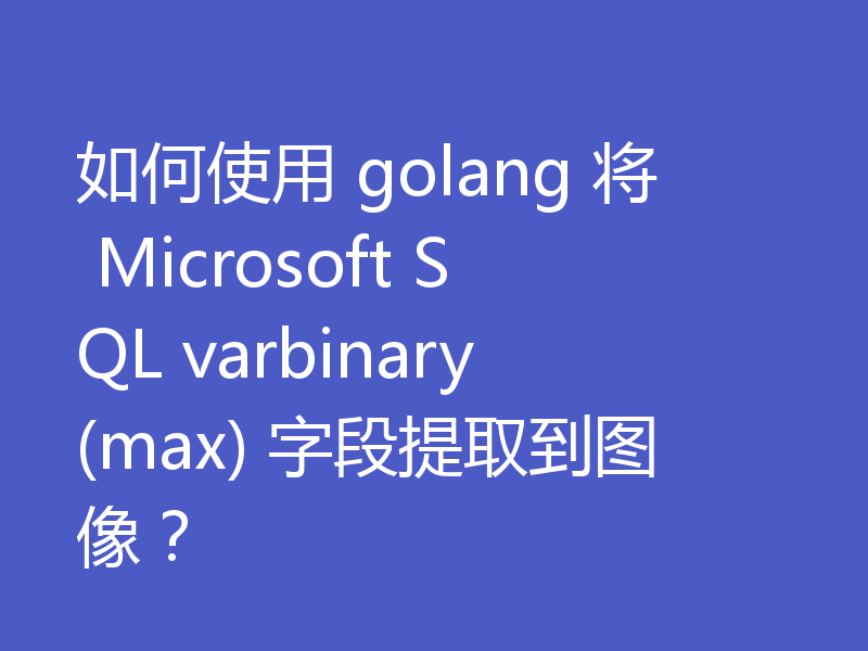 如何使用 golang 将 Microsoft SQL varbinary(max) 字段提取到图像？