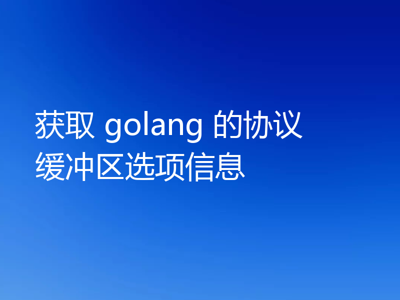 获取 golang 的协议缓冲区选项信息