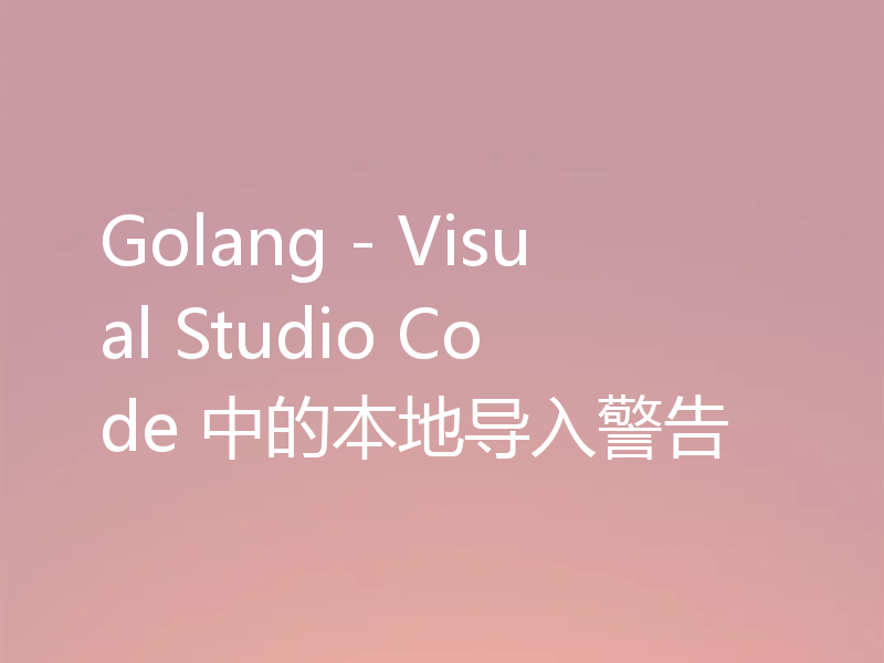 Golang - Visual Studio Code 中的本地导入警告