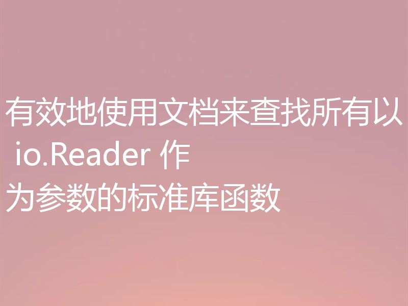 有效地使用文档来查找所有以 io.Reader 作为参数的标准库函数