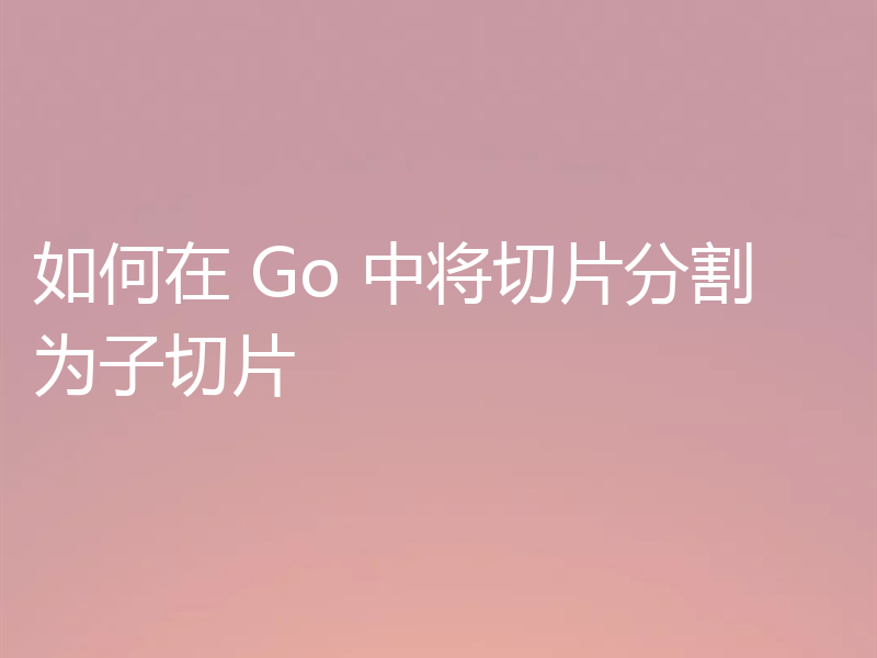 如何在 Go 中将切片分割为子切片