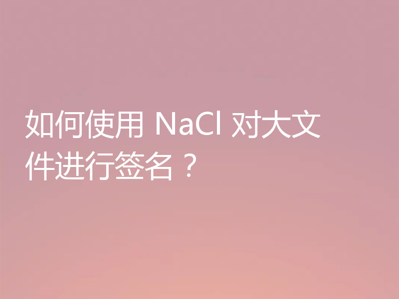如何使用 NaCl 对大文件进行签名？