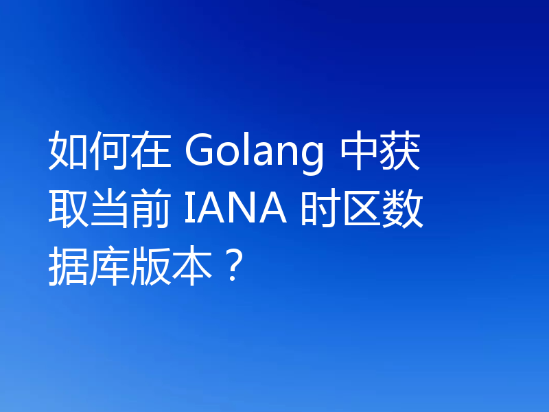 如何在 Golang 中获取当前 IANA 时区数据库版本？