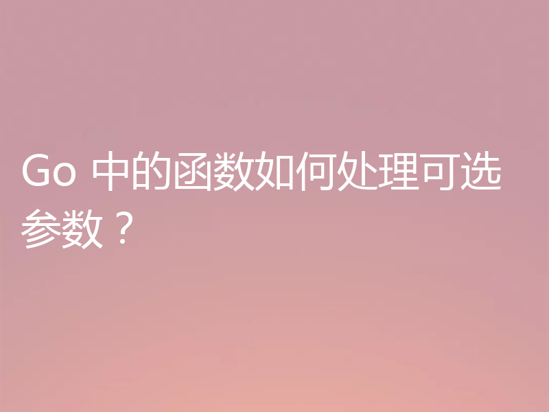Go 中的函数如何处理可选参数？