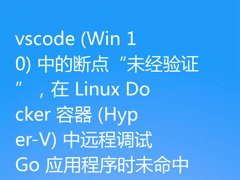 vscode (Win 10) 中的断点“未经验证”，在 Linux Docker 容器 (Hyper-V) 中远程调试 Go 应用程序时未命中