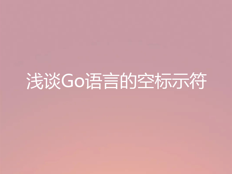 浅谈Go语言的空标示符