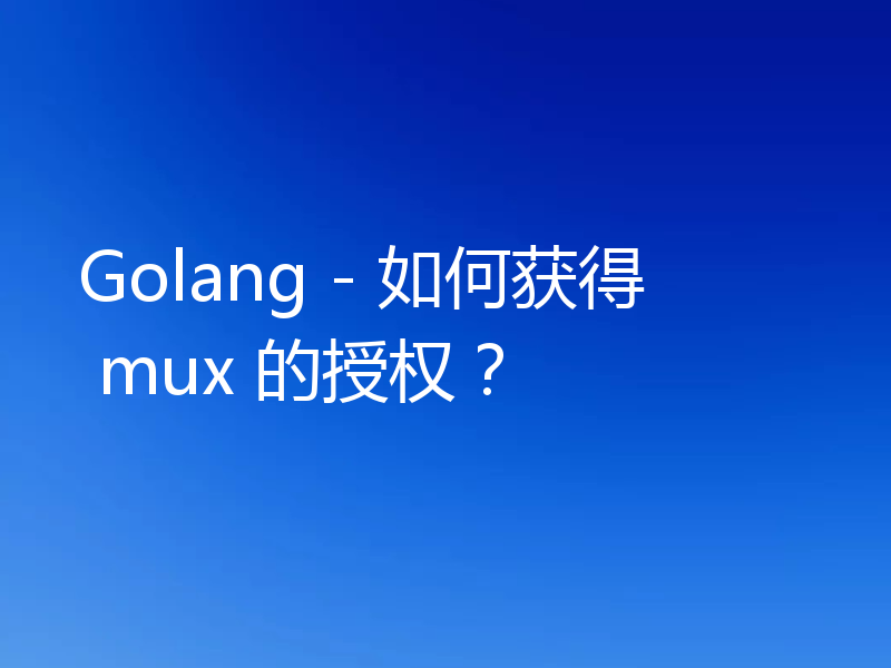 Golang - 如何获得 mux 的授权？