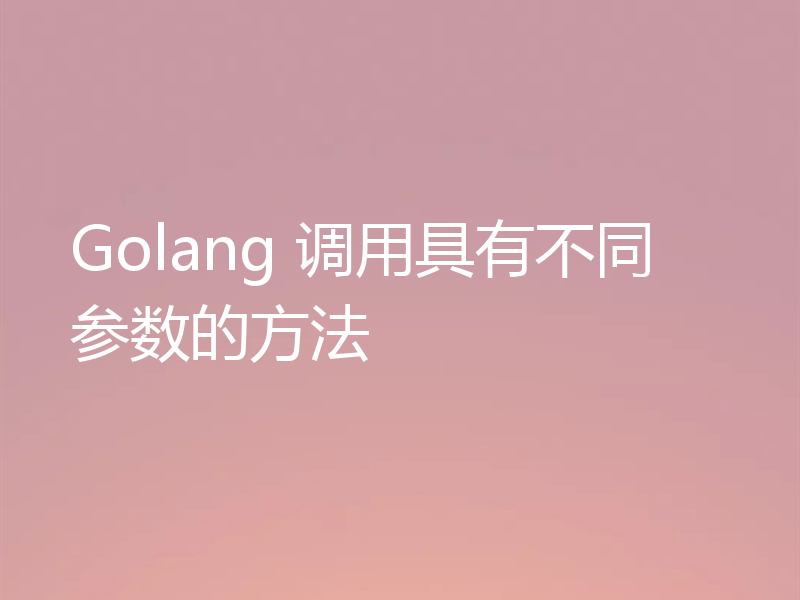 Golang 调用具有不同参数的方法