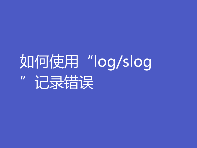 如何使用“log/slog”记录错误