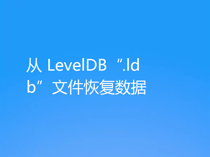 从 LevelDB“.ldb”文件恢复数据