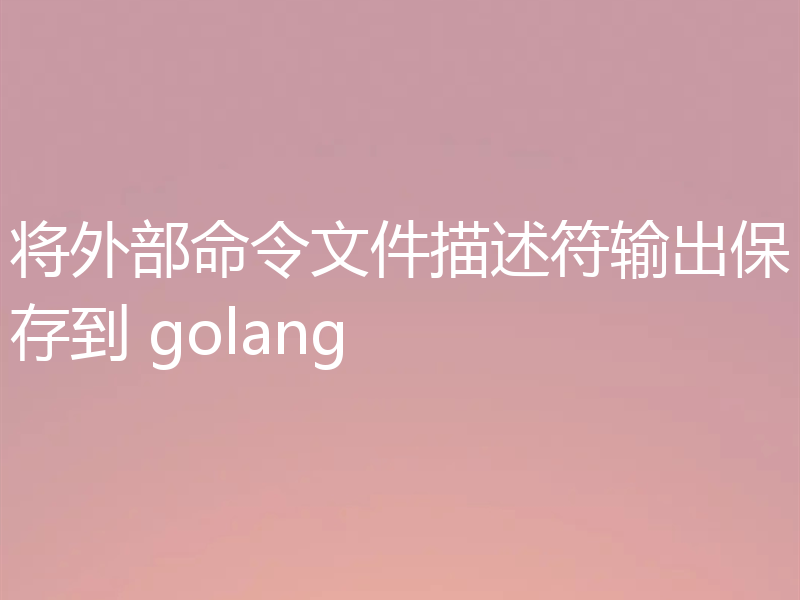 将外部命令文件描述符输出保存到 golang