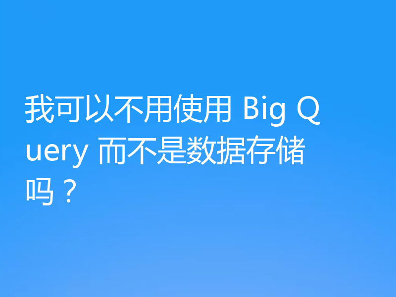 我可以不用使用 Big Query 而不是数据存储吗？