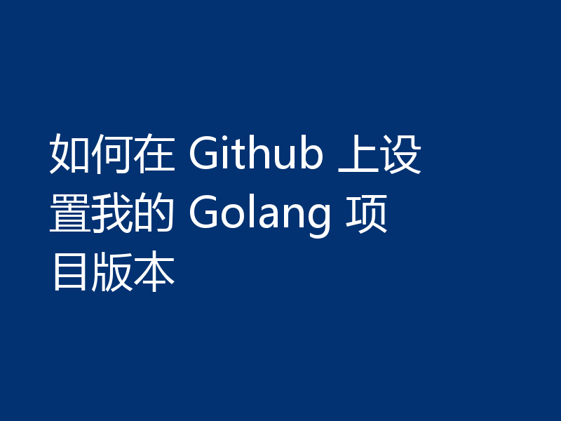 如何在 Github 上设置我的 Golang 项目版本