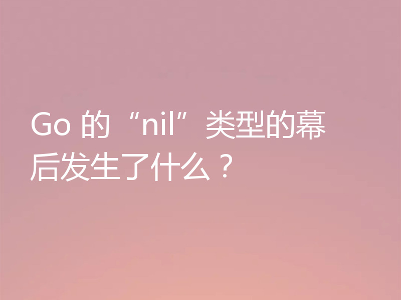 Go 的“nil”类型的幕后发生了什么？
