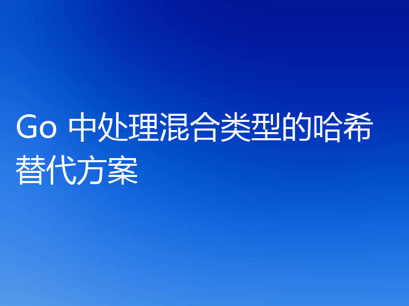 Go 中处理混合类型的哈希替代方案