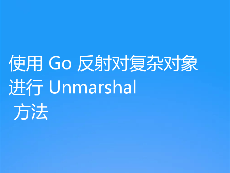 使用 Go 反射对复杂对象进行 Unmarshal 方法