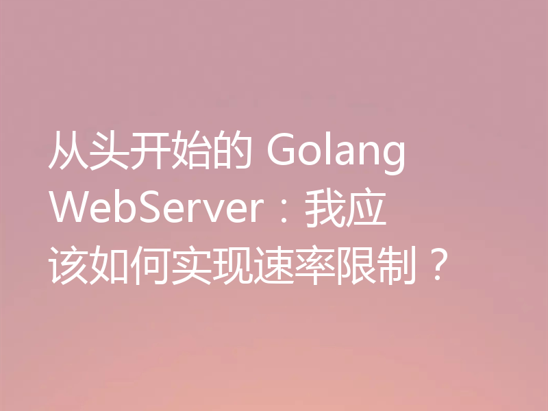从头开始的 Golang WebServer：我应该如何实现速率限制？