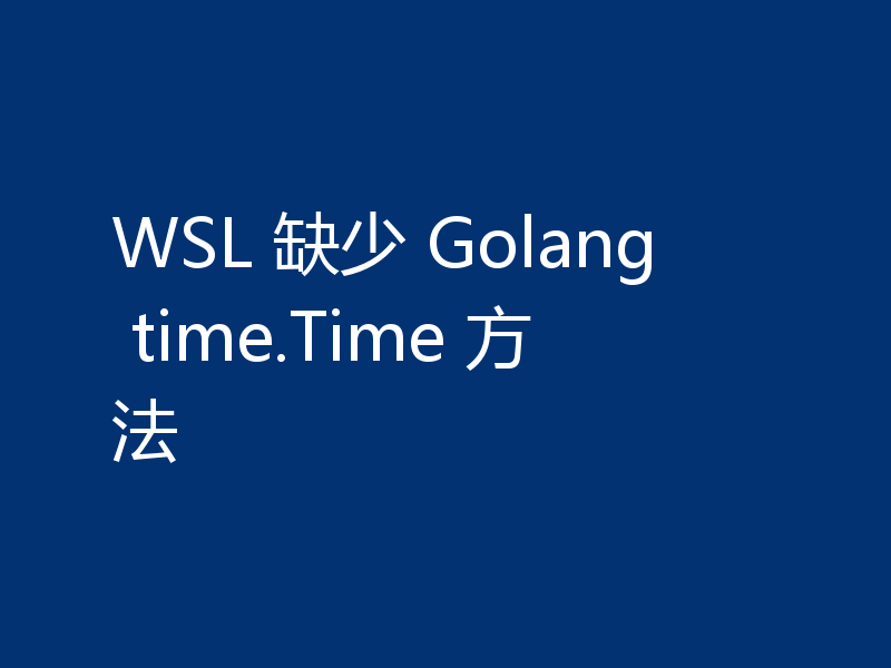 WSL 缺少 Golang time.Time 方法