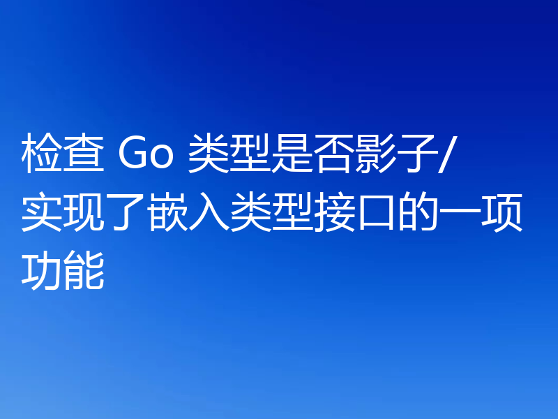 检查 Go 类型是否影子/实现了嵌入类型接口的一项功能