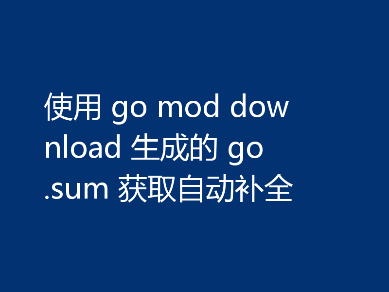 使用 go mod download 生成的 go.sum 获取自动补全
