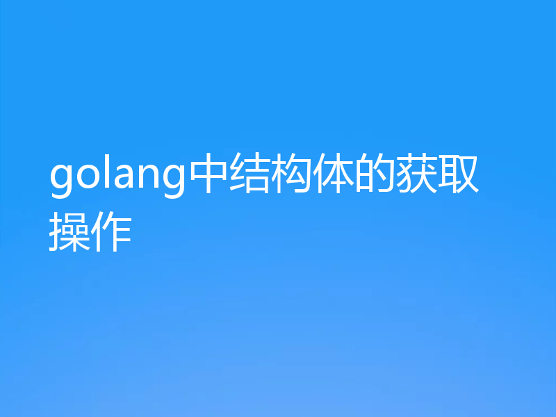 golang中结构体的获取操作