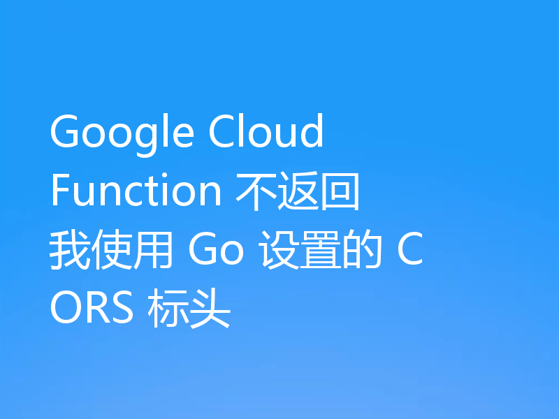 Google Cloud Function 不返回我使用 Go 设置的 CORS 标头