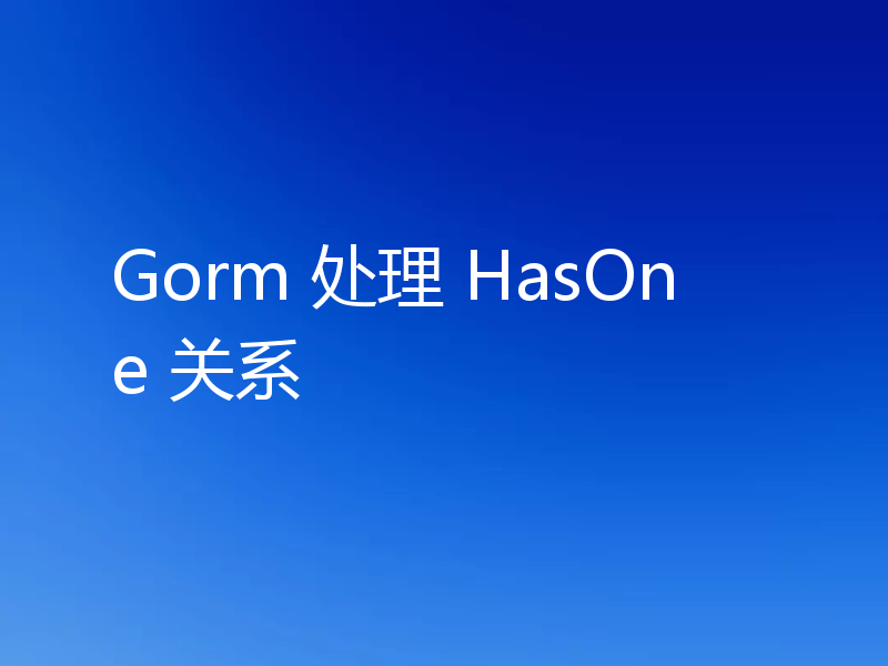 Gorm 处理 HasOne 关系