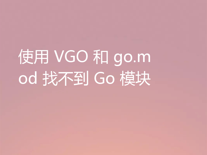 使用 VGO 和 go.mod 找不到 Go 模块