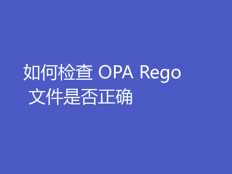 如何检查 OPA Rego 文件是否正确