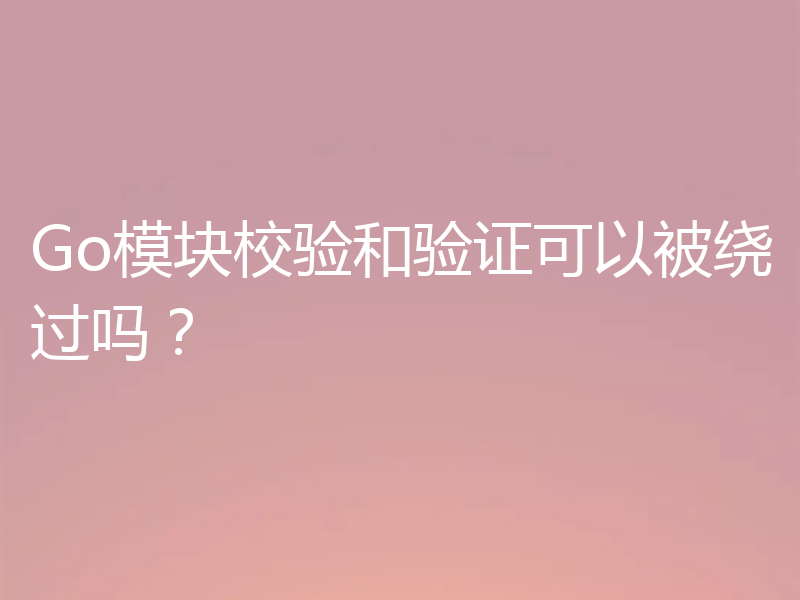 Go模块校验和验证可以被绕过吗？