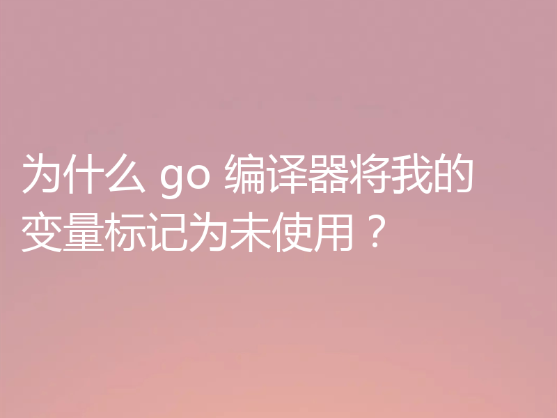 为什么 go 编译器将我的变量标记为未使用？