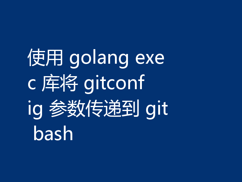 使用 golang exec 库将 gitconfig 参数传递到 git bash